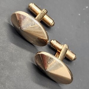Vintage Hickok cufflinks men's golden cone oval bullet back formal prom Made USA
